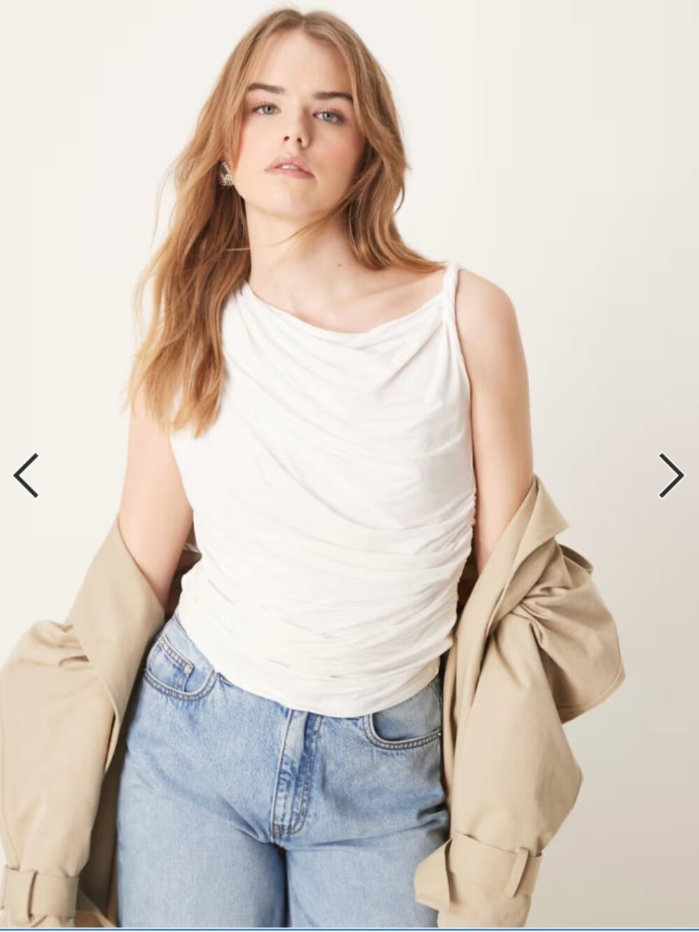 Abercrombie & Fitch Skimming Draped Twist Top in White - Size L